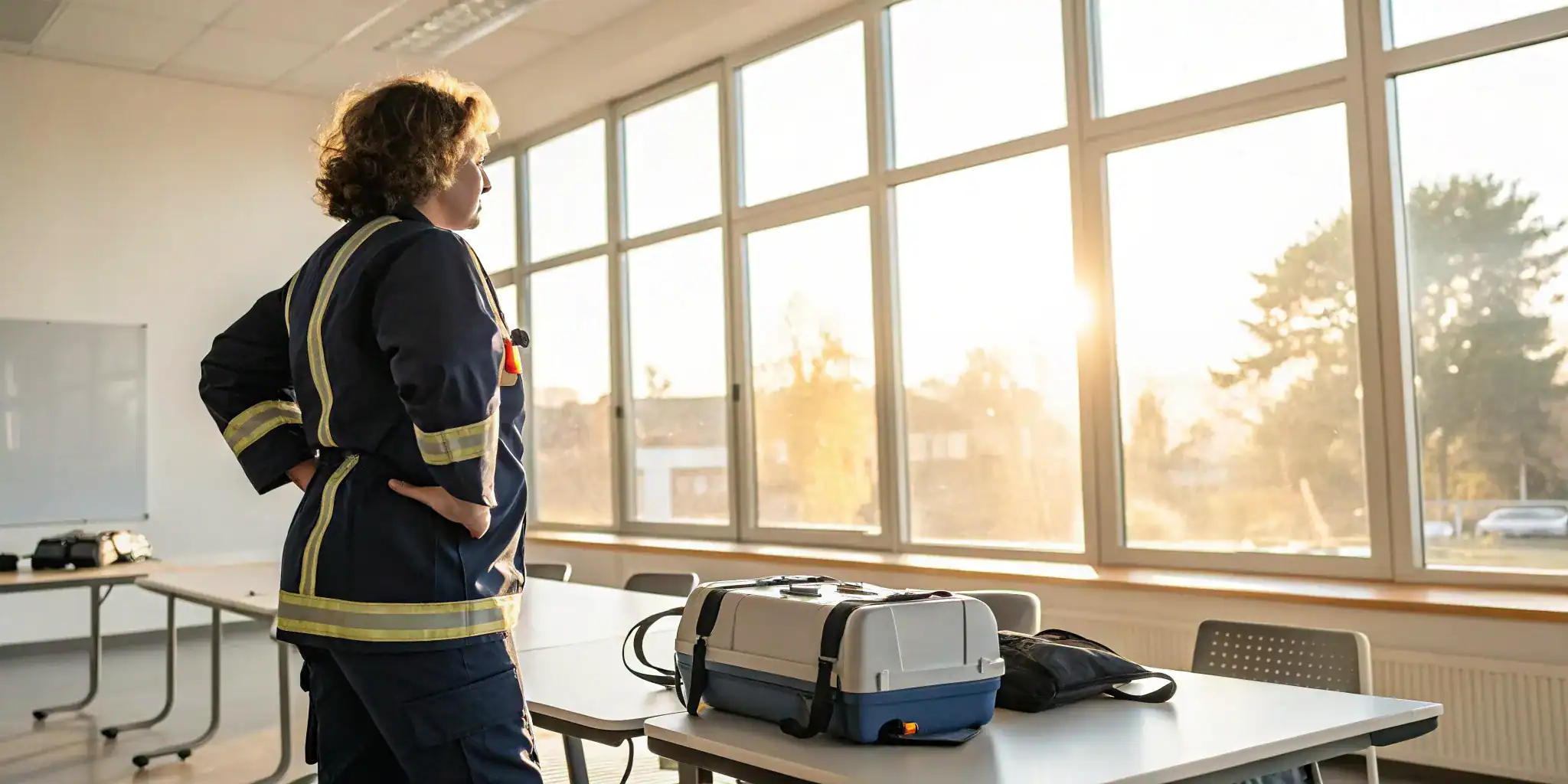 An instructor prepares equipment for an O2 provider course.