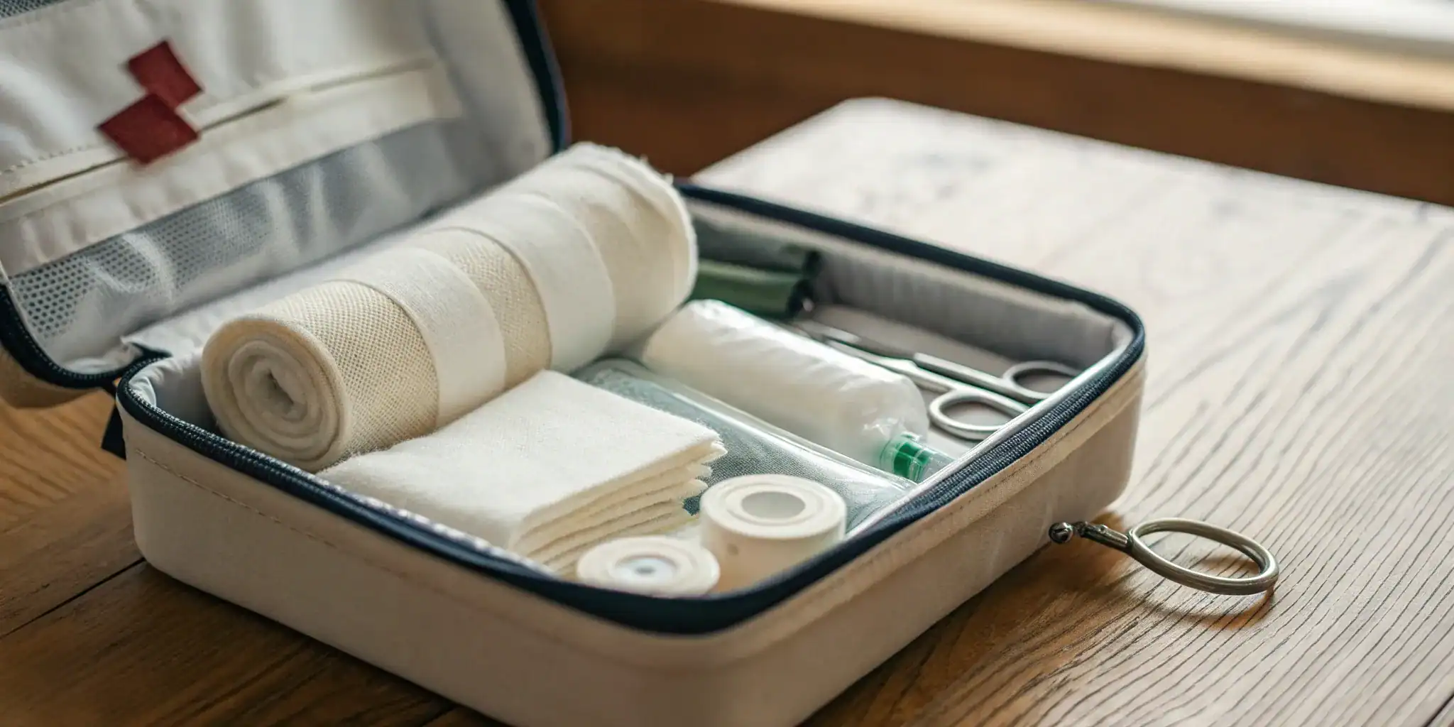 An OSHA class B first aid kit with supplies needed to meet workplace safety requirements.