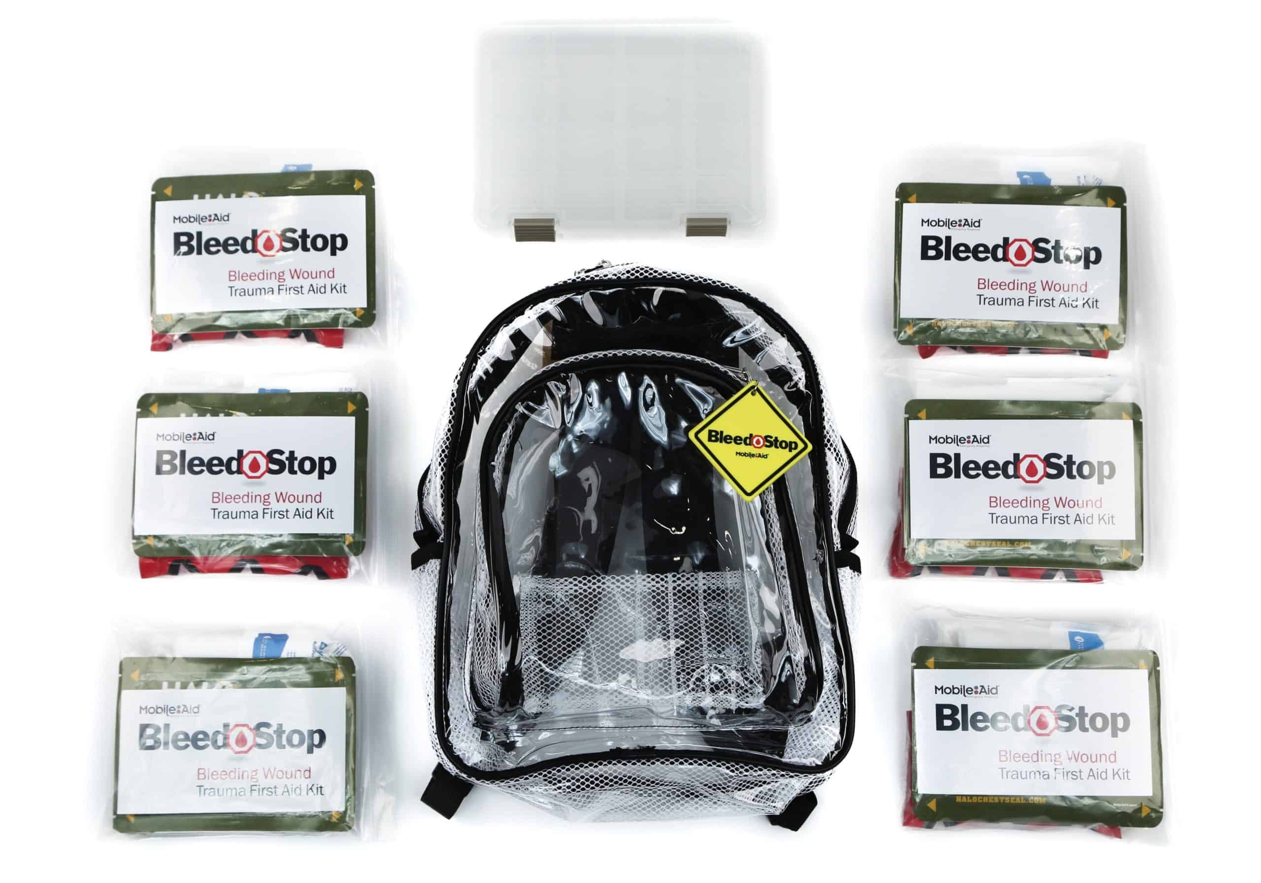 Clear-View™ BleedStop Backpack Kit with 6 Bleeding Control Throw Packs