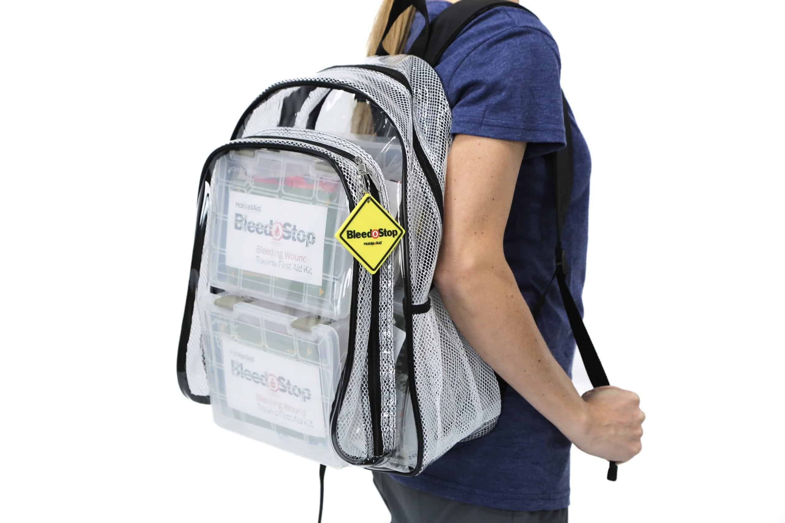 Clear-View™ BleedStop High Capacity Backpack Kit with 12 Bleeding Control Throw Packs 1 Clear View™ BleedStop High Capacity Backpack Kit with 12 Bleeding Control Throw Packs 1