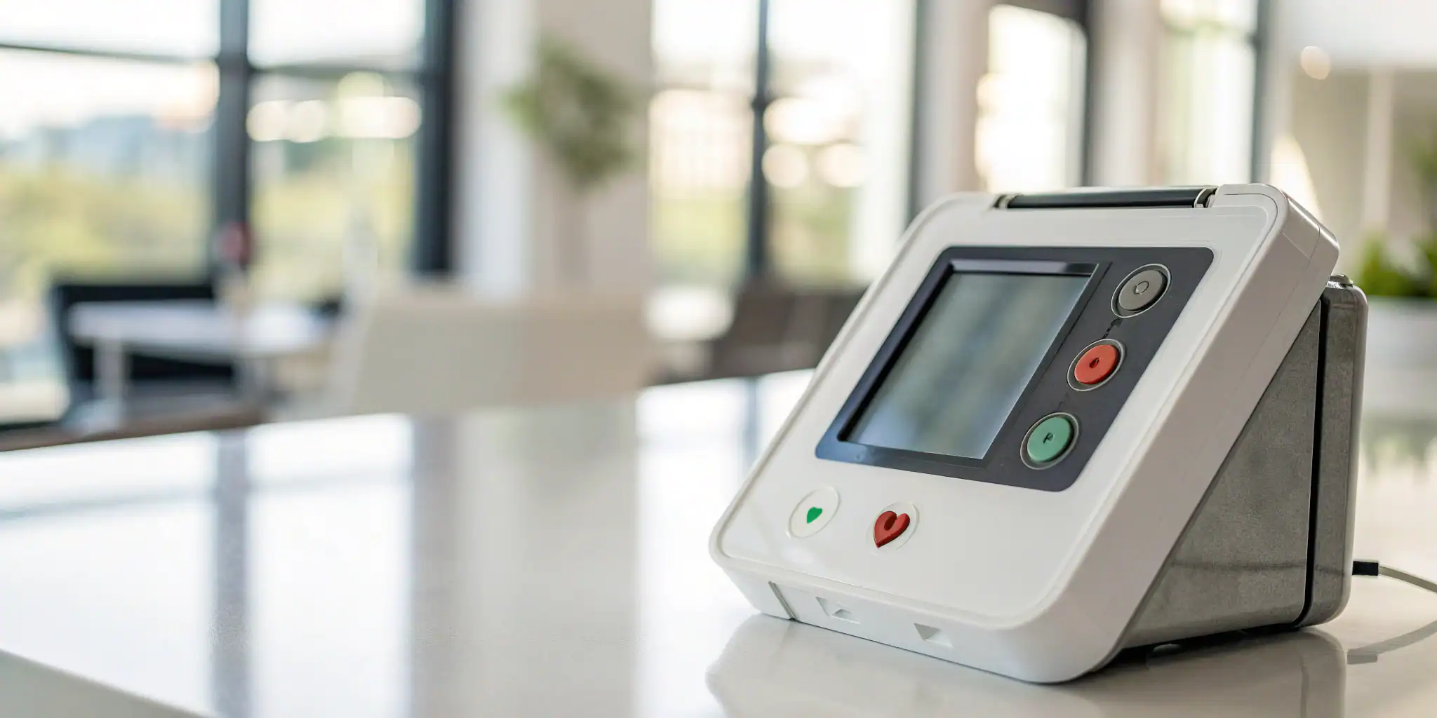 An AED device maintained to meet state compliance laws.