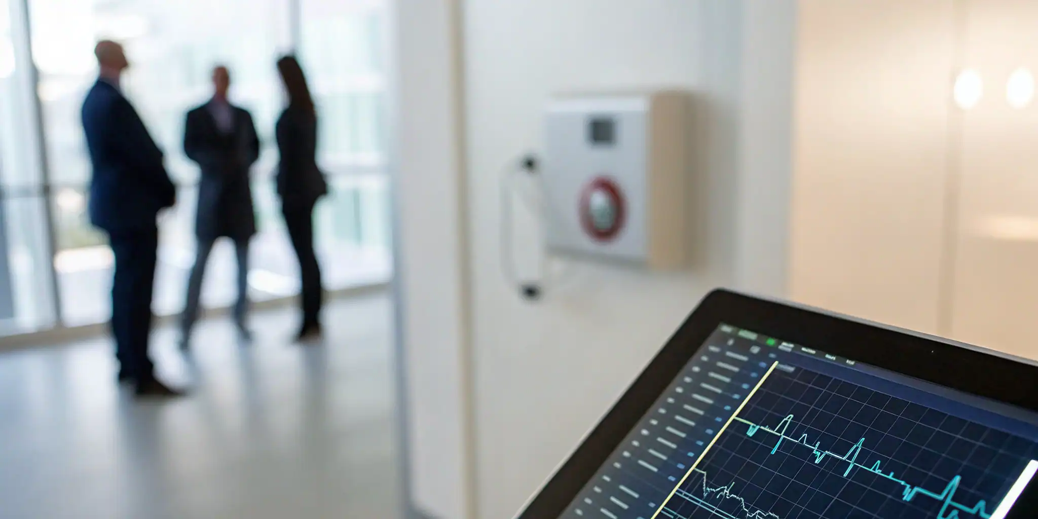 A professional views the dashboard of an AED inspection and tracking software.