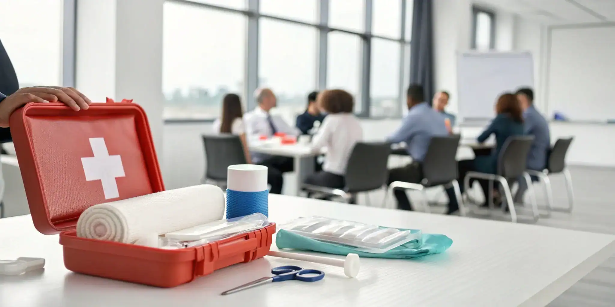 Employees receive hands-on onsite first aid training for business.